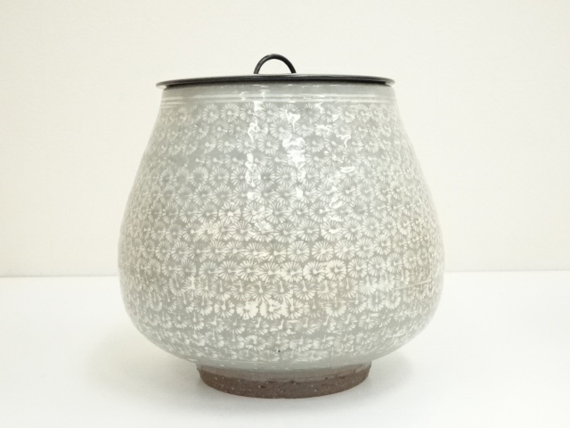 【茶道具】芋頭三島　水指　高台寺窯　森里陶楽造 道具 ] - 道具 京焼 高台寺窯造 森里陶楽 芋頭三島水指（共箱